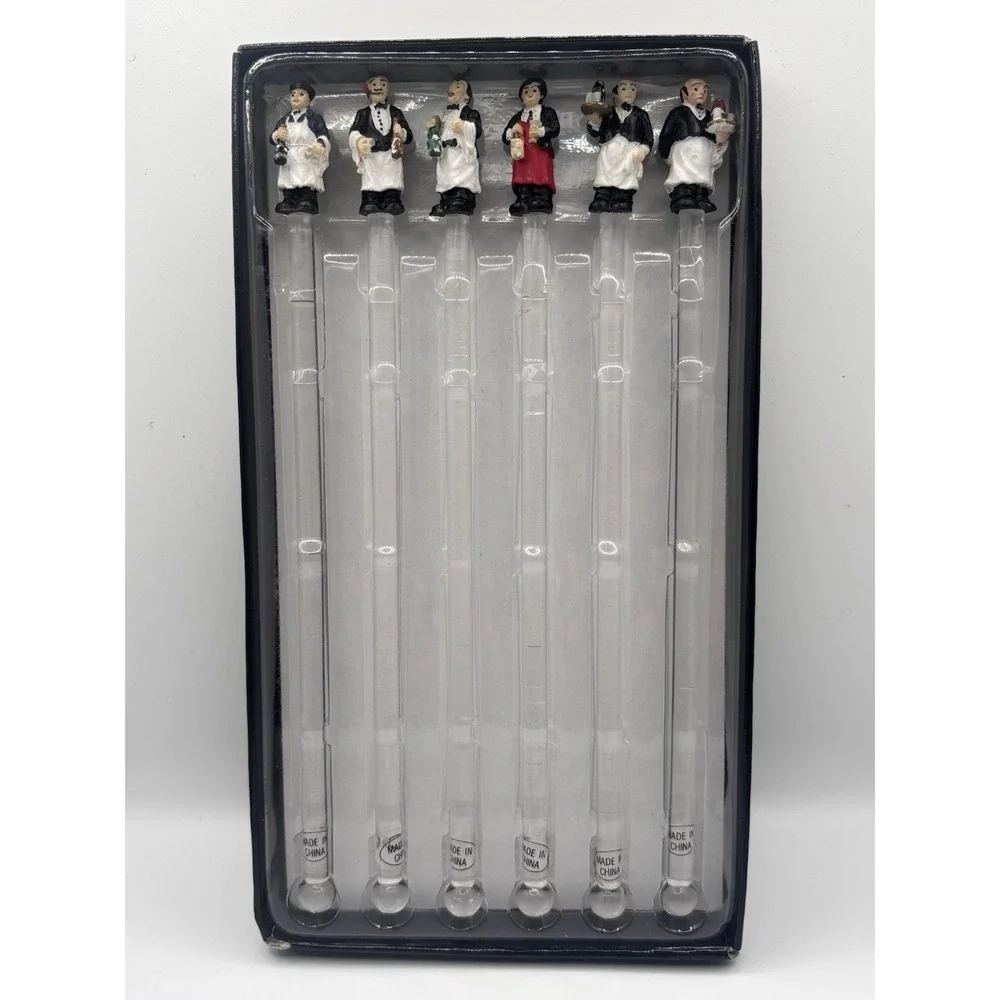 Vintage 1996 Guy Buffet Swizzle Sticks Collection Boston Warehouse Set Of 6 Pc